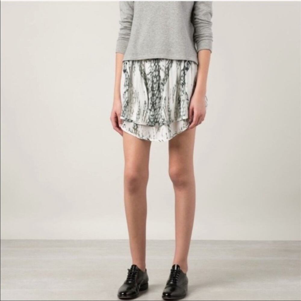 NWT IRO Dafne Silk Layered Abstract Print Designer Mini Skirt - 8